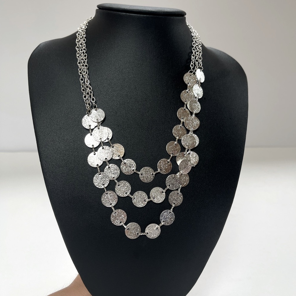 NWOT 3 Tier Silver Plated Coin Necklace